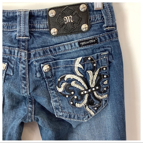 Miss Me Skinny Jeans Low Rise Embellished Bling 27 - Picture 9 of 14